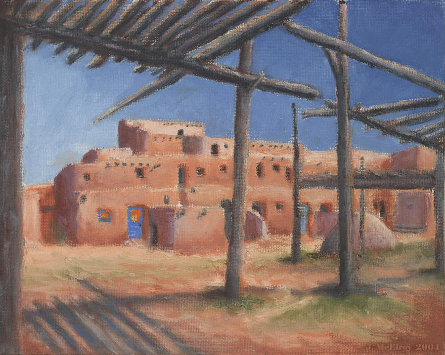 900x719 Taos Pueblo Painting By Jerry Mcelroy - Pueblo Painting