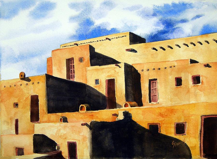 900x660 Taos Pueblo Painting By Sam Sidders - Pueblo Painting