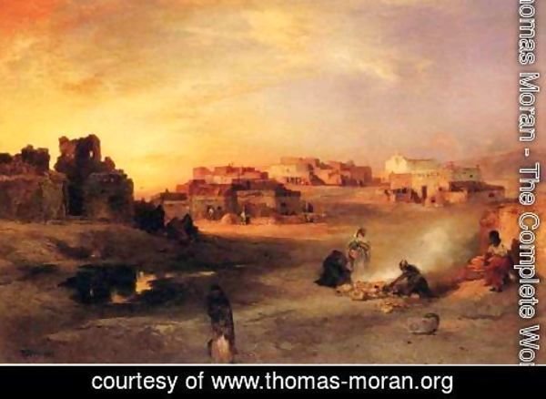 600x438 Thomas Moran - Pueblo Painting