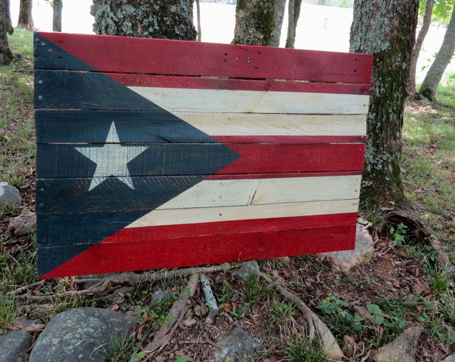 1500x1194 Puerto Rico Flag Hand Painted On Reclaimed By Thescarletoak - Puerto Rican Flag Painting