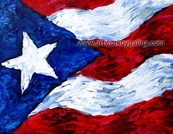 570x441 Puerto Rico Flag Original On Stretched Canvas By Soulinart1000 - Puerto Rican Flag Painting