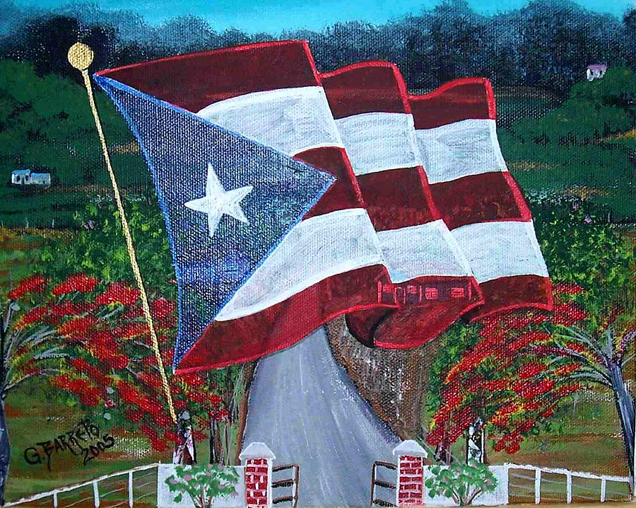 900x718 Bandera De Puerto Rico Painting By Gloria E Barreto Rodriguez - Puerto Rican Flag Painting
