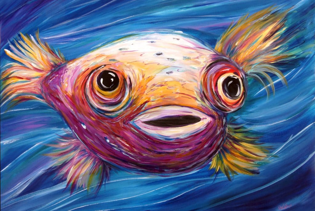 1024x687 Puffer Fish Sip And Paint Carolina Beach - Puffer Fish Painting