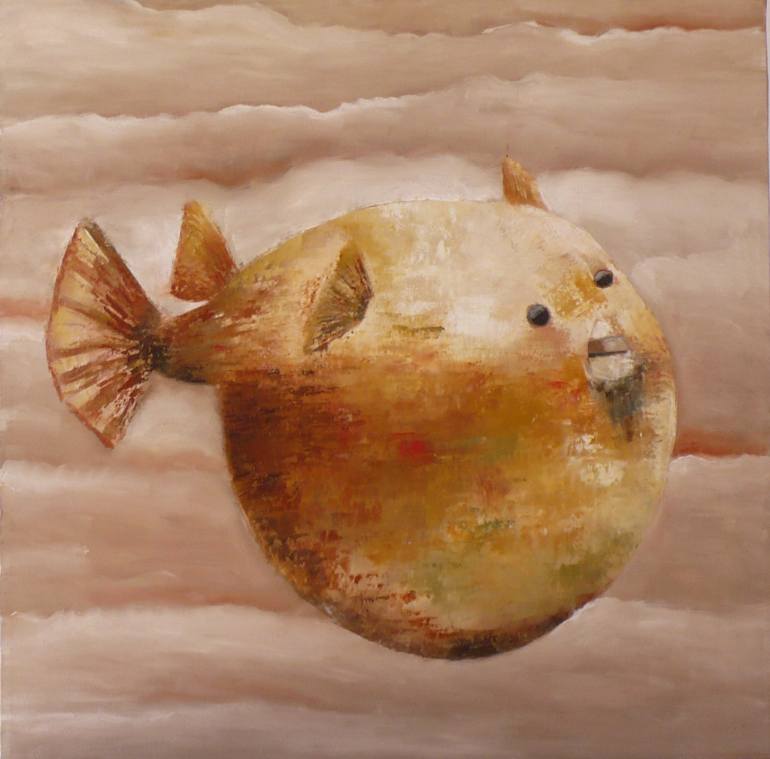 770x759 Saatchi Art The Puffer Fish Painting By Monica Zambon - Puffer Fish Painting