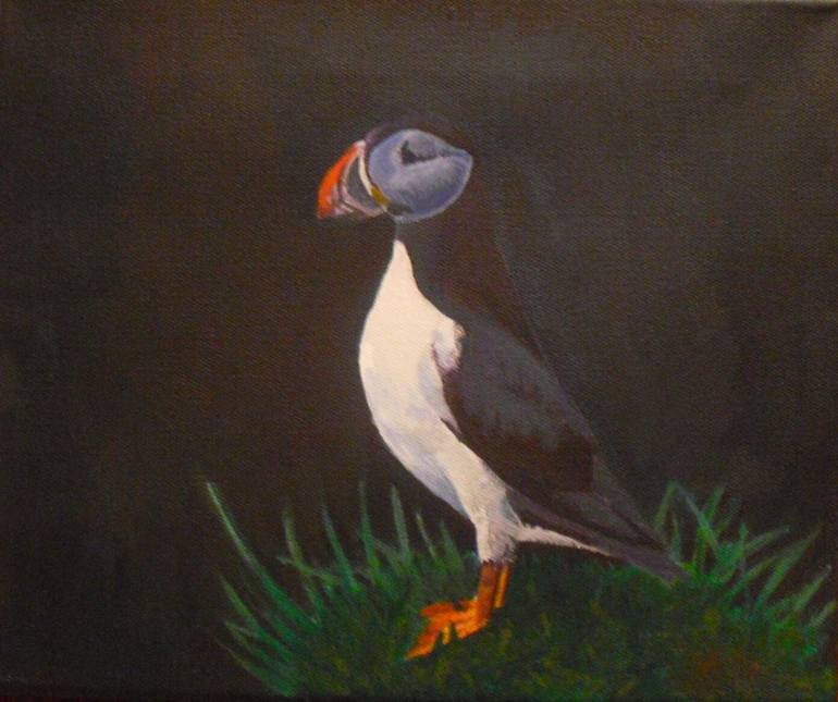 770x645 Saatchi Art Puffin Painting By Edgar Minasyan - Puffin Painting
