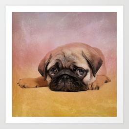 264x264 Pug Painting Art Prints Society6 - Pug Painting