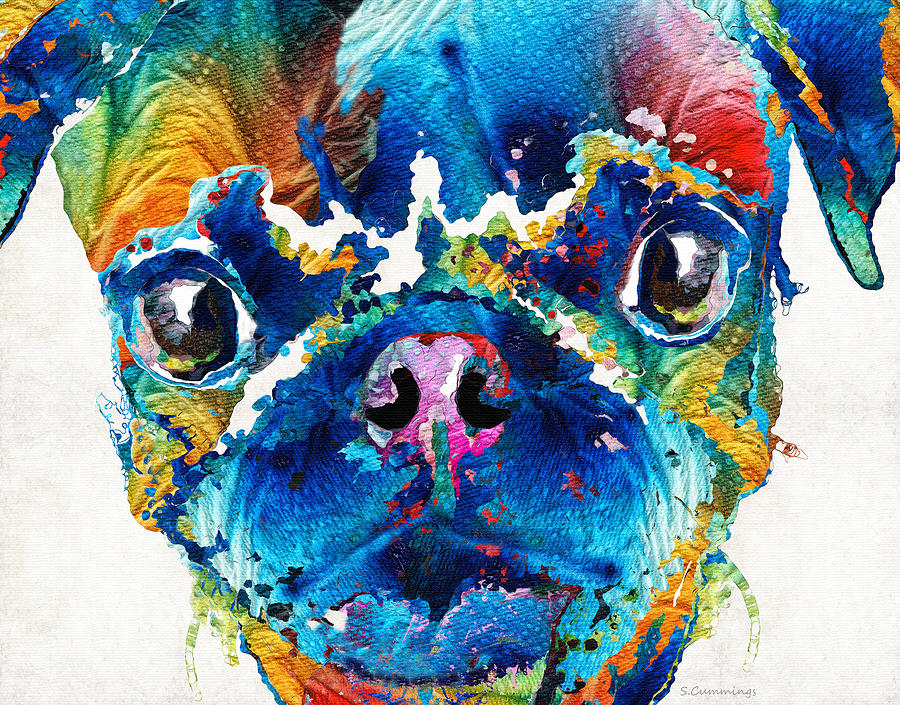 900x705 Colorful Pug Art - Pug Painting