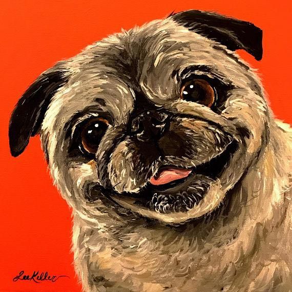 570x570 Fiasco Black Pug Dog Canvas Painting Products Dog - Pug Painting Canvas