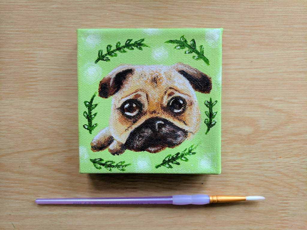 1024x768 Tiny Pug Canvas Art Amino - Pug Painting Canvas