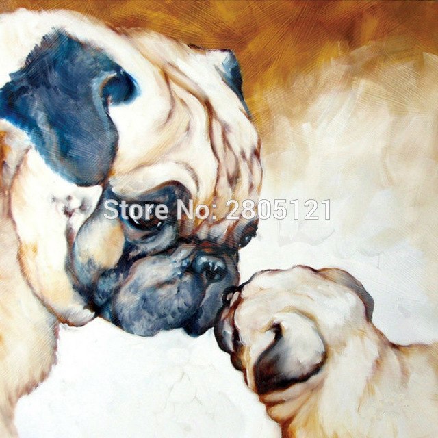 640x640 Hand Painted Oil Painting Pug Dog Wall Canvas Art Lovely Pet - Pug Painting Canvas