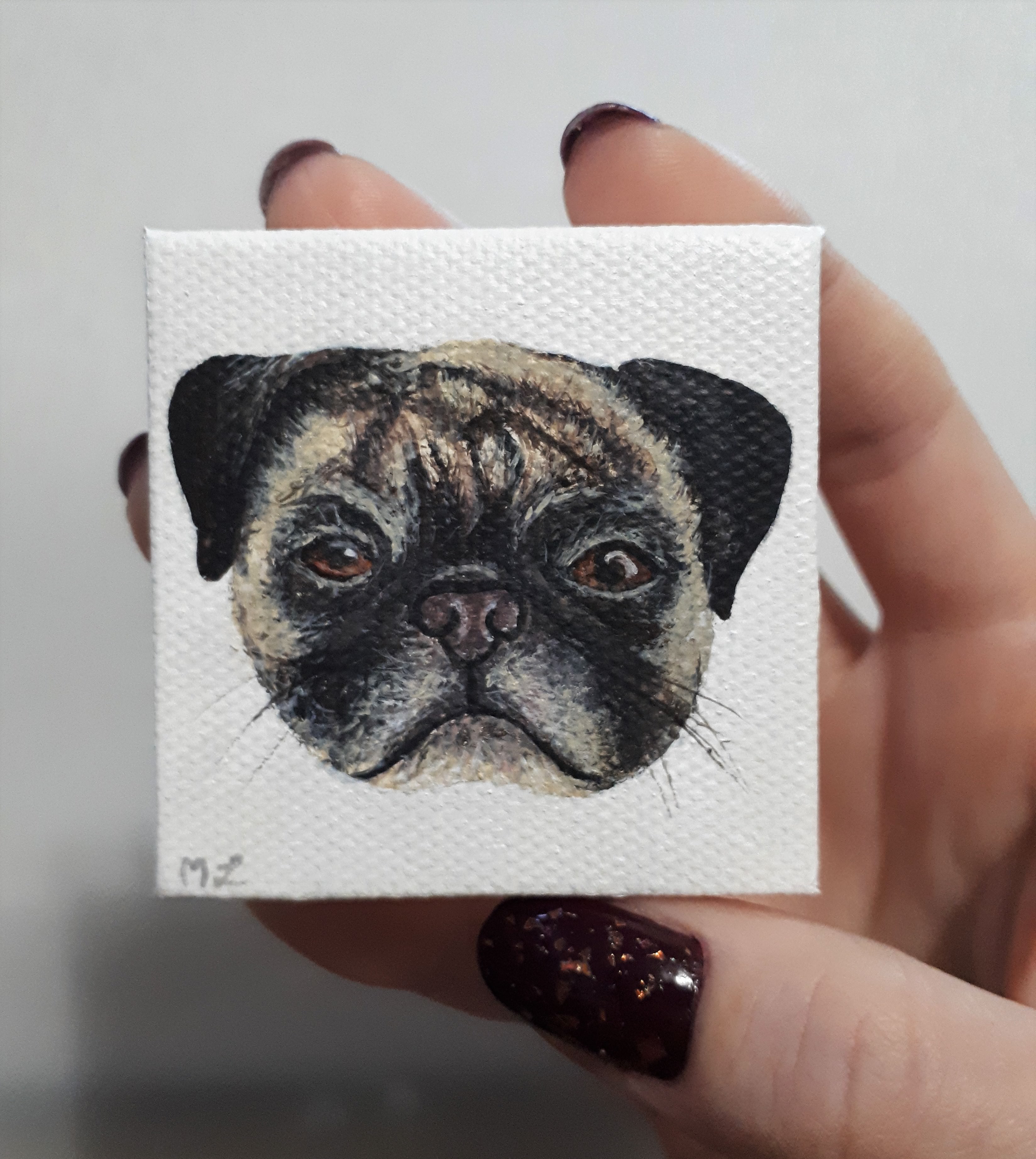 3296x3687 A Little Pug Painting - Pug Painting Canvas
