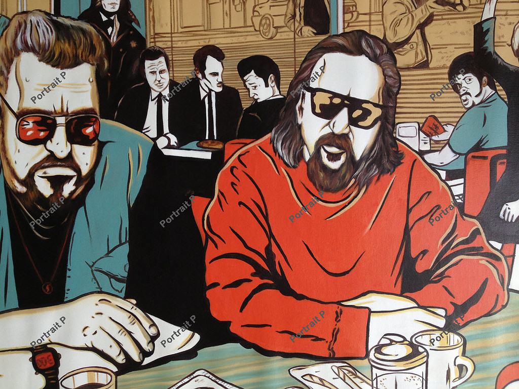 1024x768 Big Lebowski Pulp Fiction Oil Painting Hand Painted Art Canvas Not - Pulp Fiction Painting