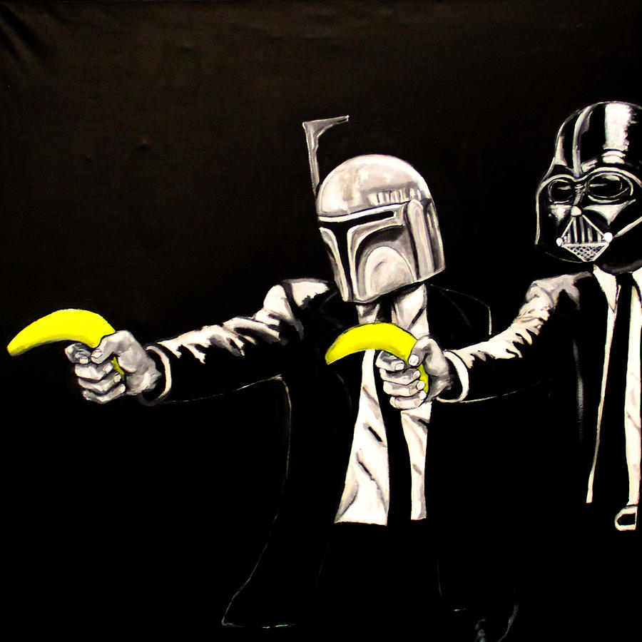900x900 Vader Fett Pulp Fiction Banksy Painting By Austin Angelozzi - Pulp Fiction Painting