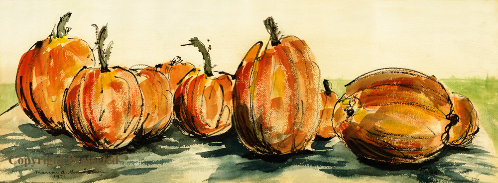 1000x368 Pumpkins Marion Gunderson Art (And The Farmer's Daughter) - Pumpkin Art Painting