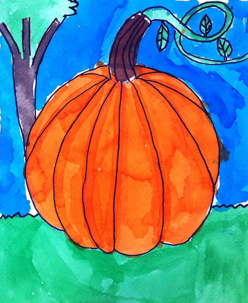 839x1024 Watercolor Pumpkin Art Projects For Kids - Pumpkin Art Painting