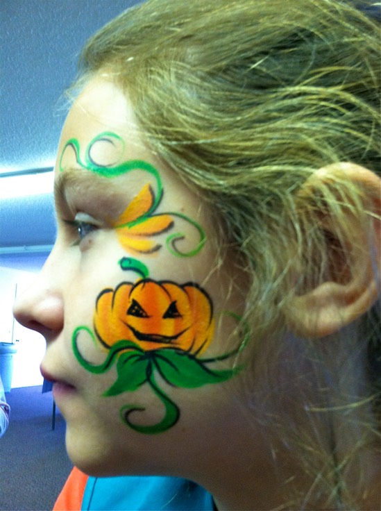 549x736 Pumpkin Eye Face Paint Design Denver Colorado Face And Body Art - Pumpkin Face Painting