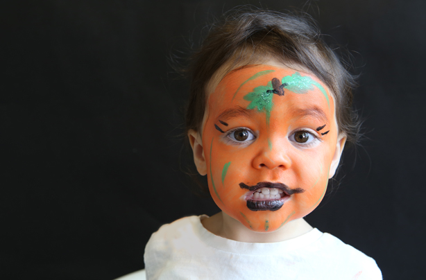 614x404 Step By Step Pumpkin Face Paint Idea - Pumpkin Face Painting