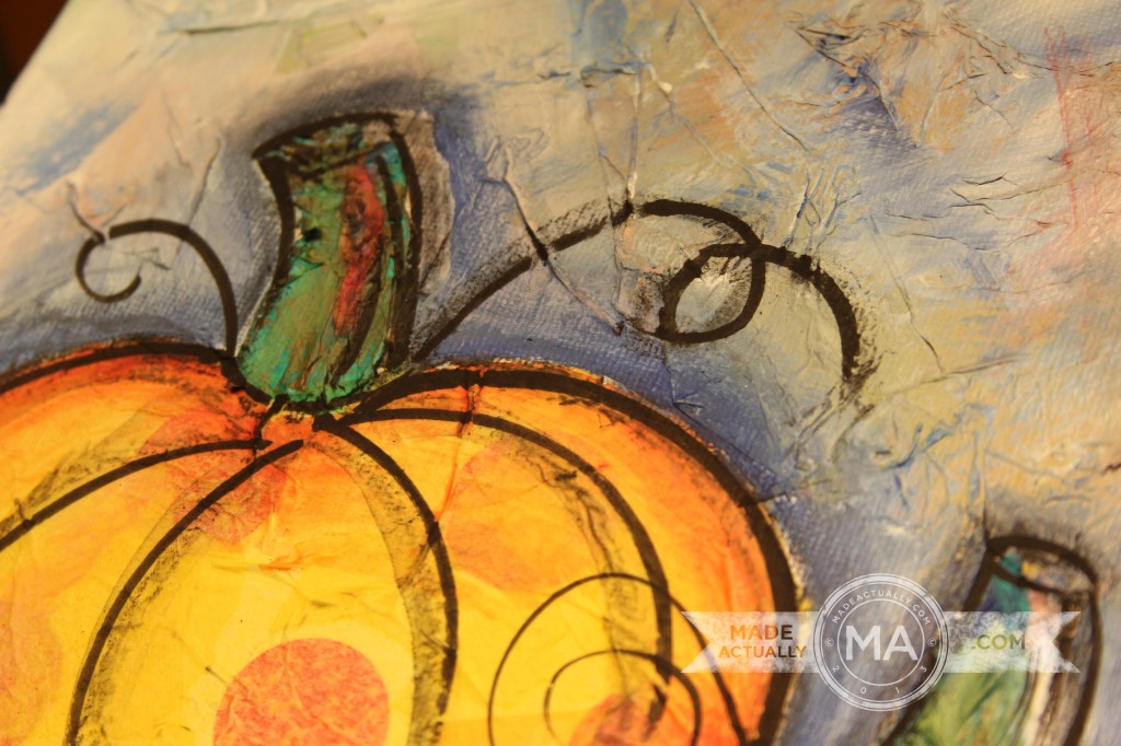 1024x682 Tissue Paper Pumpkins On Canvas - Pumpkin Painting On Canvas
