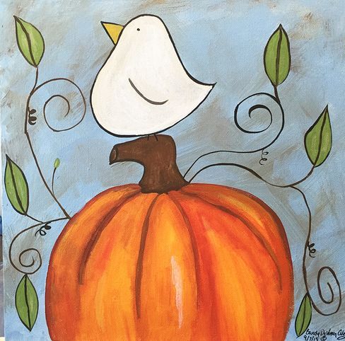 488x482 White Bird On A Pumpkin Canvas Painting More Crafts - Pumpkin Painting On Canvas