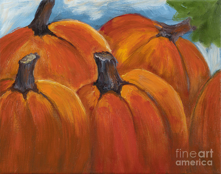 900x707 Pumpkin Patch Painting By Pati Pelz - Pumpkin Patch Painting
