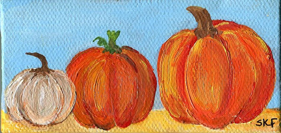 570x271 Pumpkin Patch Painting Pumpkins Mini Canvas Acrylic Painting - Pumpkin Patch Painting