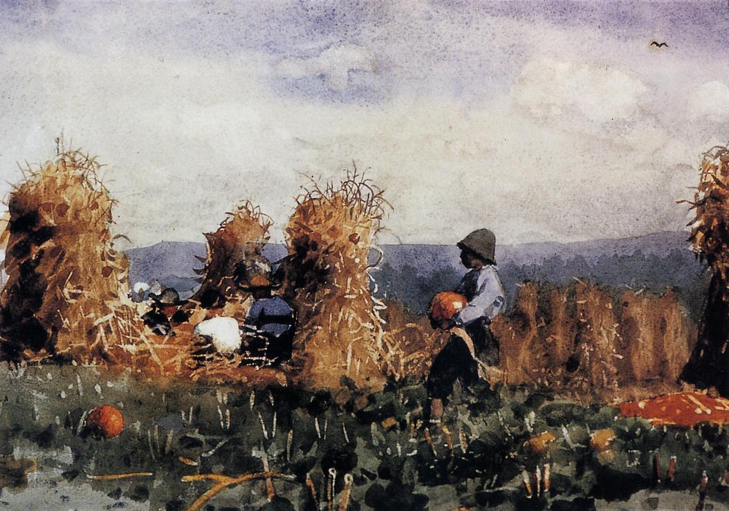1054x739 The Pumpkin Patch Painting Winslow Homer Oil Painting Reproduction - Pumpkin Patch Painting