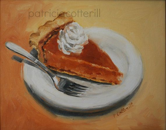 570x446 Pumpkin Pie. Original Oil Painting By Patricia Cotterill Art - Pumpkin Pie Painting
