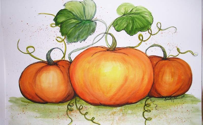 800x491 Pumpkin Watercolor Paintings Painting For Home - Pumpkin Watercolor Painting