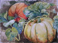 236x175 Pumpkin Watercolor Painting Print By Cathy Hillegas, 8x10 Fall Art - Pumpkin Watercolor Painting