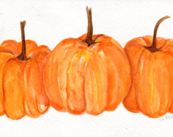 340x270 Pumpkins Painting Pumpkins Watercolors Paintings Original - Pumpkin Watercolor Painting