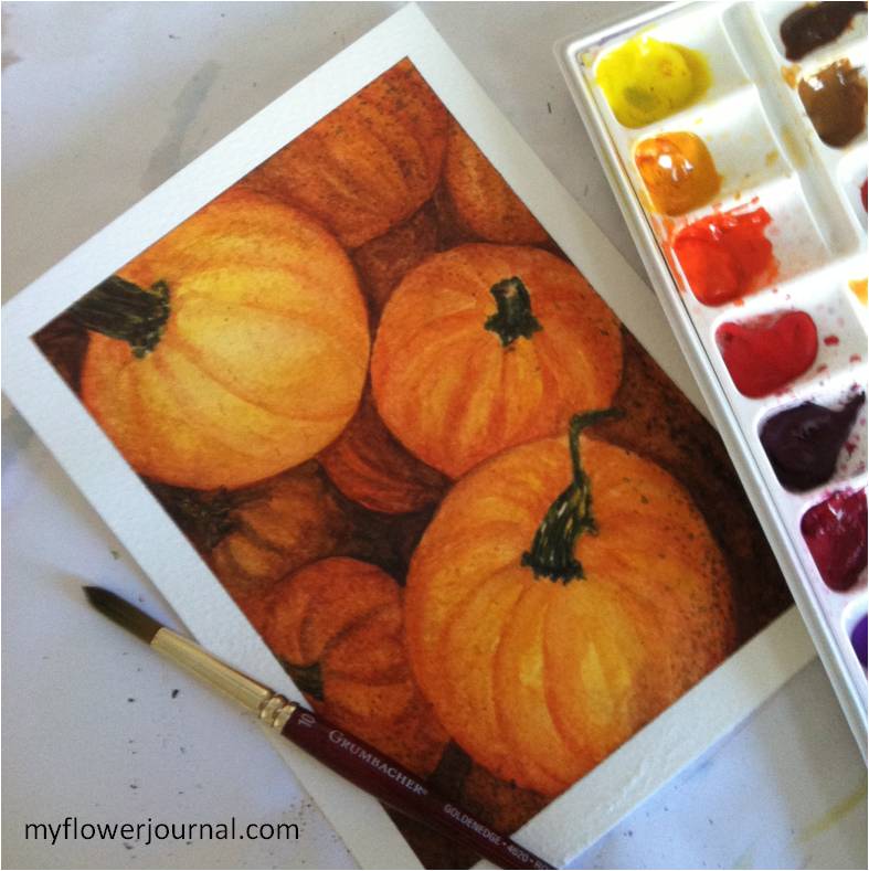 787x789 Fall Pumpkins In Watercolor - Pumpkin Watercolor Painting