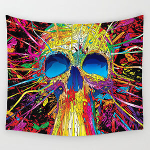 300x300 Colorful Skulls Punk Painting Bedspread Home Decor Wall Hanging - Punk Painting