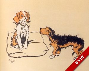 300x240 Puppy Love Courtship Pet Dog Animal Art Cecil Aldin Painting Print - Puppy Love Painting