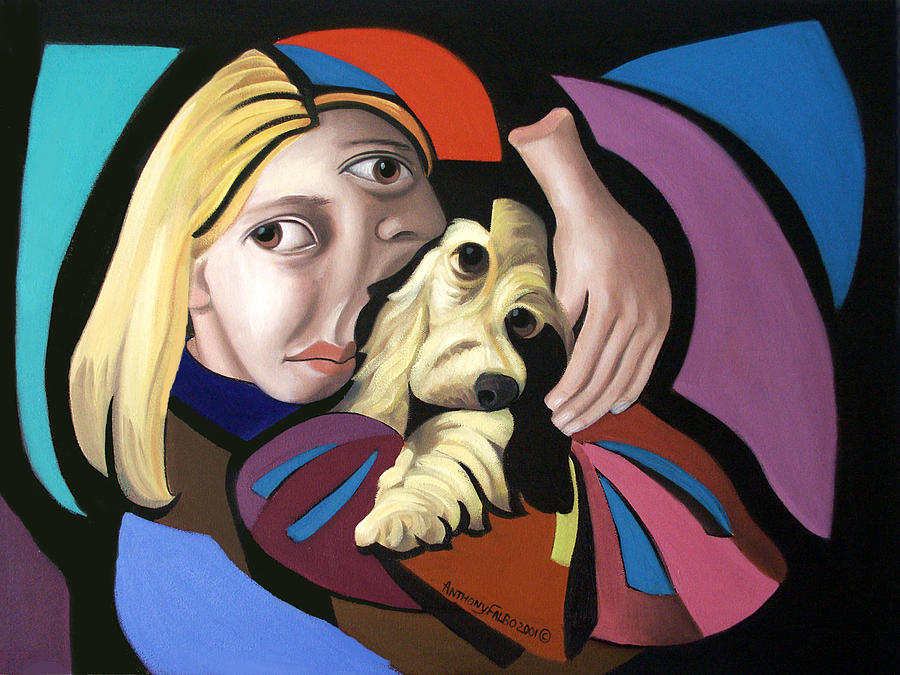 900x675 Puppy Love Painting By Anthony Falbo - Puppy Love Painting