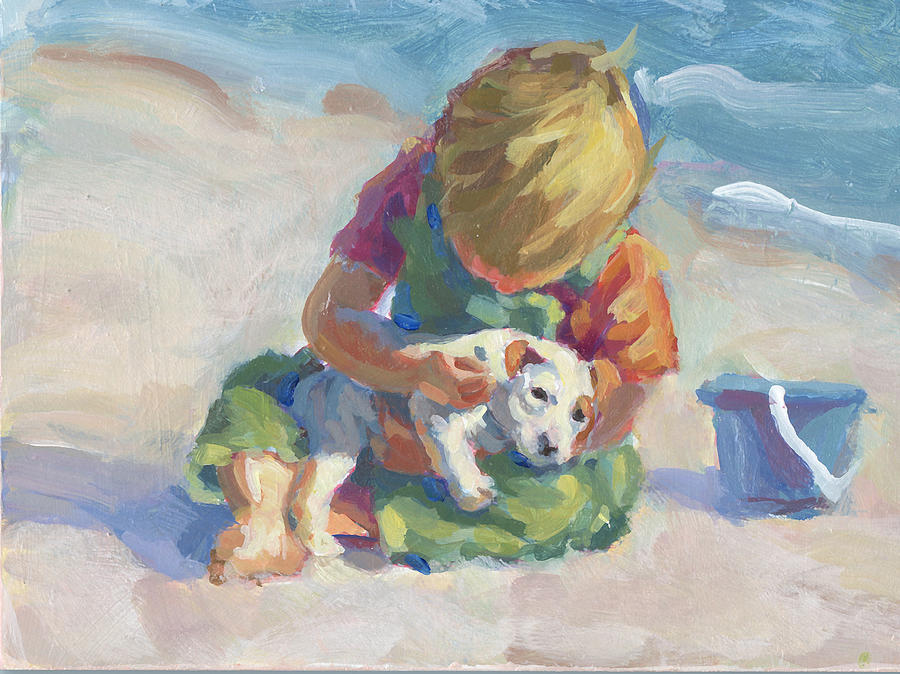 900x674 Puppy Love Painting By Lucelle Raad - Puppy Love Painting