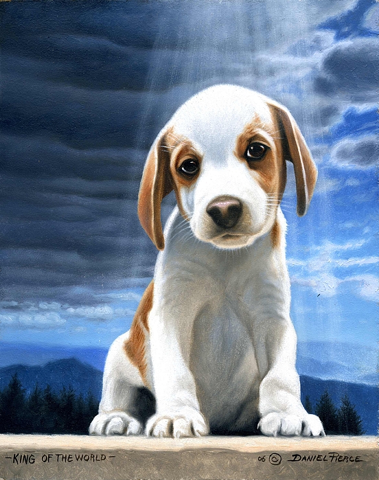 552x699 King Of The World Beagle Puppy Painting By Daniel Pierce - Puppy Painting