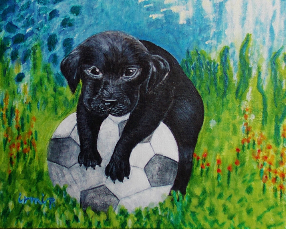 1000x800 Puppy Dog Painting Labrador Painting Black Labrador Painting - Puppy Painting