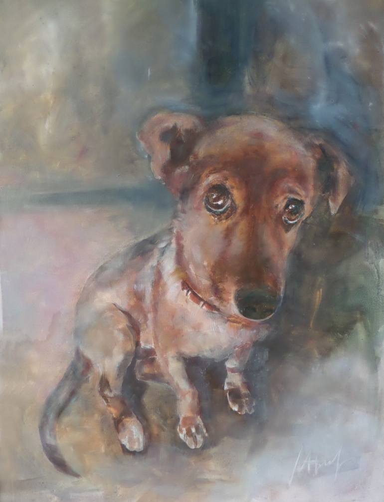 770x1006 Saatchi Art A Sad Puppy Painting By Marina Shkarupa - Puppy Painting