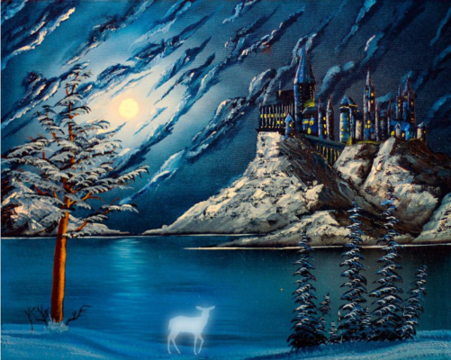 501x400 Artists Paints Hogwarts Like Bob Ross And It's Magical - Purchase Bob Ross Painting
