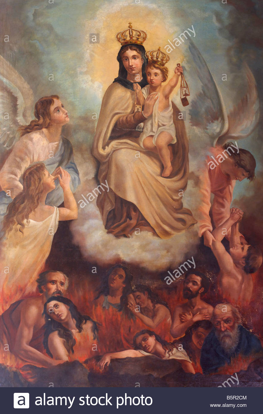 883x1390 Purgatory Painting In Church In Spain Stock Photo 20790468 - Purgatory Painting