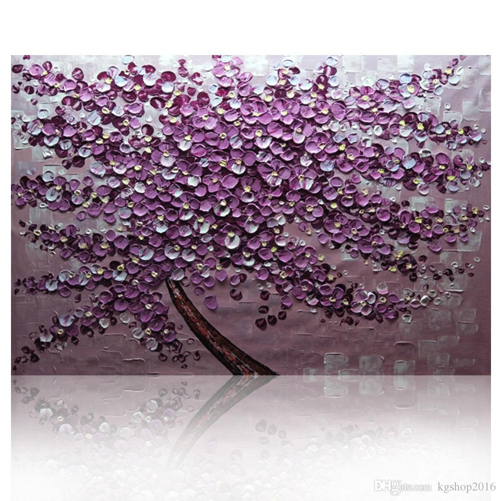 1001x1001 2018 Kg Purple Tree Textured Knife Paintings Abstract Wall - Purple Abstract Painting