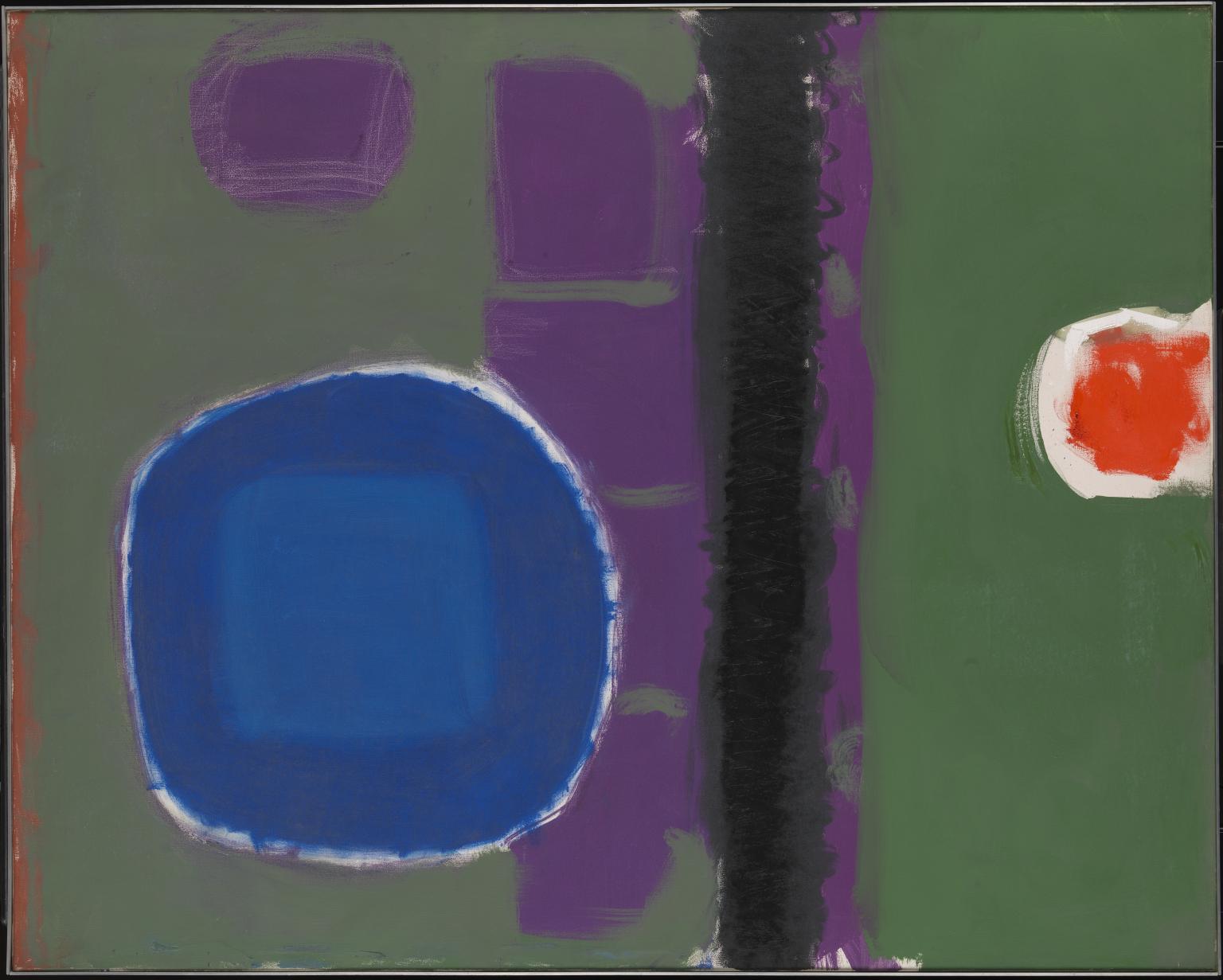 1536x1231 Green And Purple Painting With Blue Disc May 1960', Patrick - Purple And Green Painting