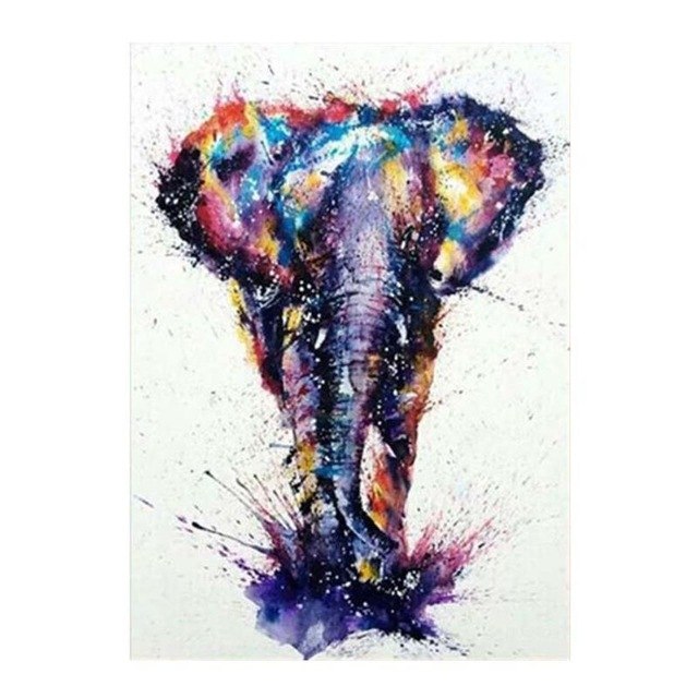 640x640 5d Diamond Diy Full Diamond Elephant Painting Embroidery Kits - Purple Elephant Painting