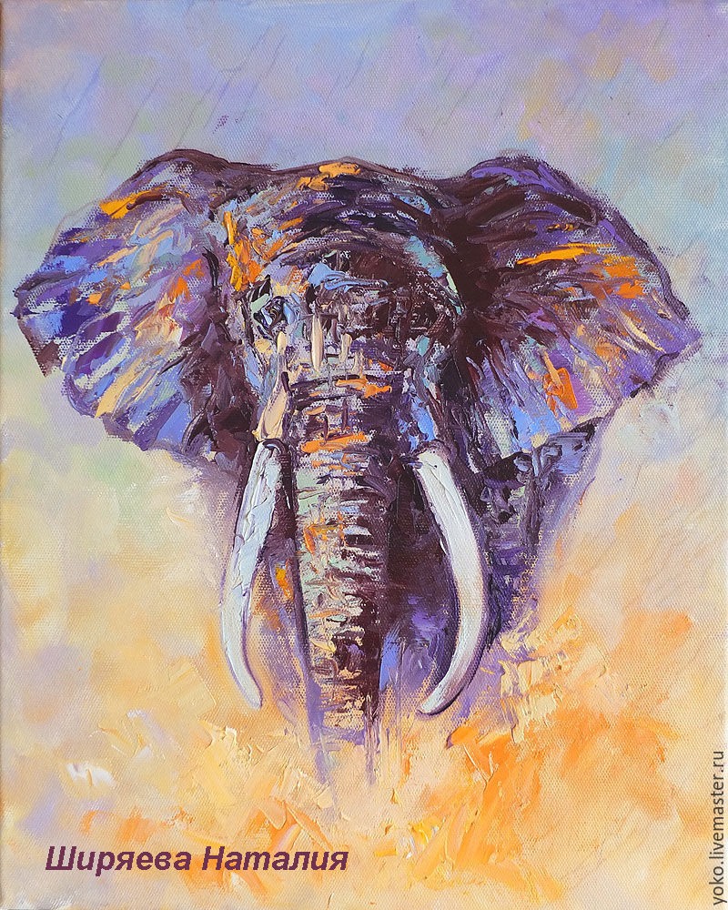 800x1000 Elephant Painting Face To Face (Oil Canvas) Shopline - Purple Elephant Painting