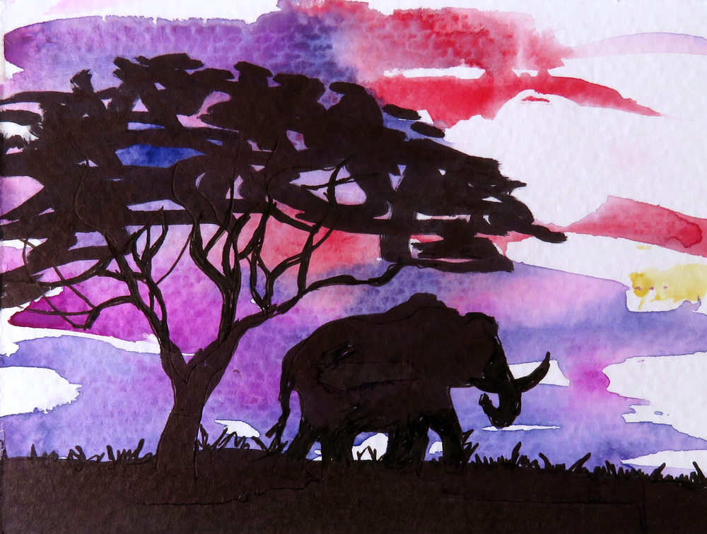 1000x756 96 Elephants Alinart - Purple Elephant Painting