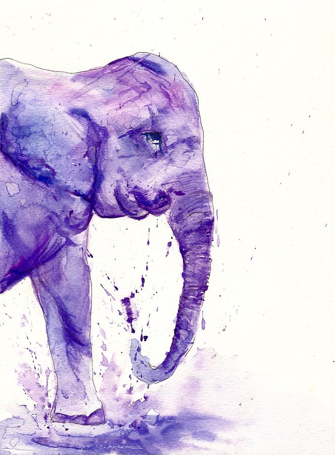 663x900 Purple Elephant Painting By Ashlyn Maher - Purple Elephant Painting