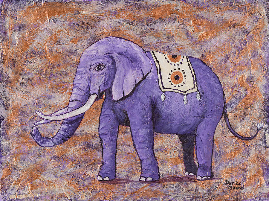 900x672 Purple Elephant Painting By Darice Machel Mcguire - Purple Elephant Painting