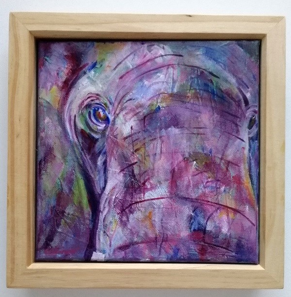 600x614 Purple Elephant Close Up - Purple Elephant Painting