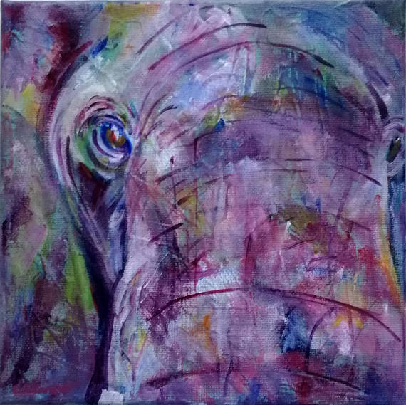 570x569 Purple Elephant Painting Square Elephant Art Acrylic - Purple Elephant Painting