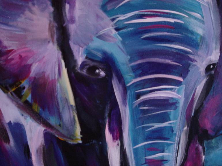 770x578 Saatchi Art Indigo Elephant Painting By Adam Boarman - Purple Elephant Painting